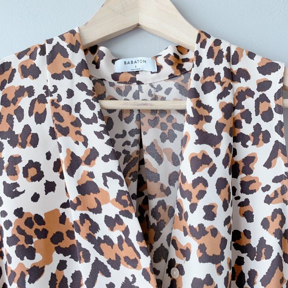 Babaton Artizia Akira Blouse LIKE NEW animal print women's shirts small - Picture 10 of 17